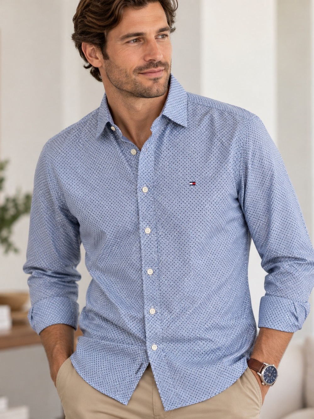 Tommy Hilfiger Custom Fit Micro Dot Cotton Button Down